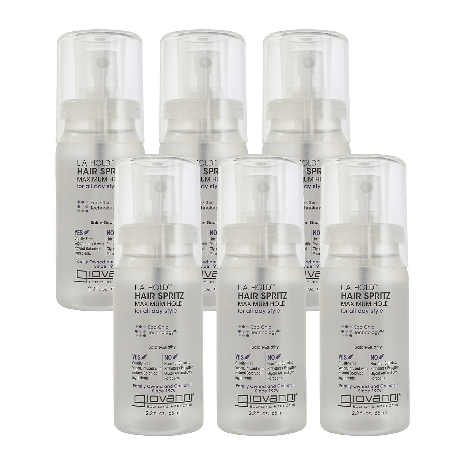 Giovanni® L.A. Maximum Hold Hair Spritz, 2.2 oz Bottle, 6 Bottles/Bag, 6 Bags/Carton