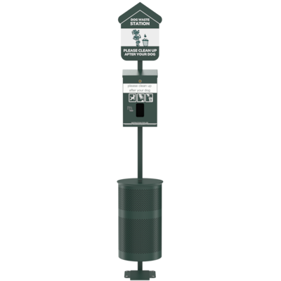 Furloo Steel Outdoor Pet Waste Station Kit with Foot Pedal & Header Bag Dispenser, 11.5 Gallon, Green (FLO11H-S-G)