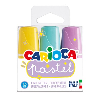 CARIOCA Pastel Highlighters, Chisel Tip, Assorted Colors, 3/Pack, 2/Bundle (CRA43168-2)