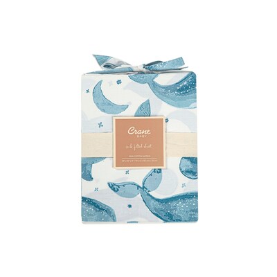 Crane Baby Caspian Crib Fitted Sheet, Whale (BC-130CFS-1)