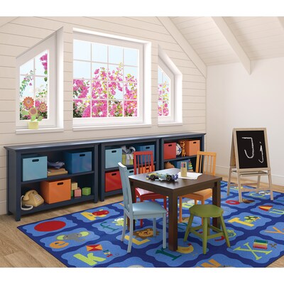 Joy Carpets Alphabet Blues Nylon 5'4" x 7'8" Machine Tufted Rug, Multicolored (1628C)