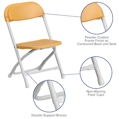 Flash Furniture Plastic Kids Folding Chair, Yellow, 2 Pieces (2YKIDYL)
