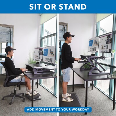 Mount-It! 47" W Manual Adjustable Standing Desk Converter with Dual Monitor Mount, Black (MI-8052)