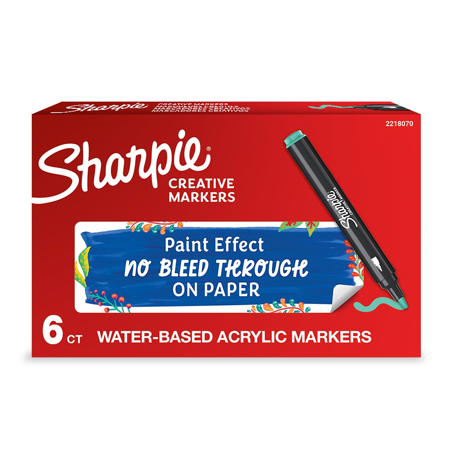 Sharpie Water-Based Creative Markers, Bullet Tip, Green, 6/Pack (2218070)