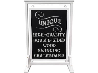 Excello Global Products Indoor/Outdoor Chalkboard Stand, 21" x 30", White/Black (HD-0090-WHT-OS)