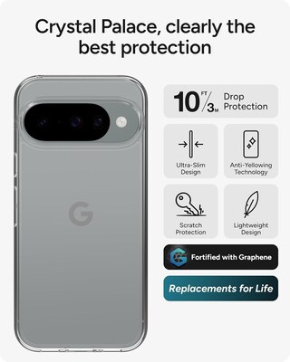 ZAGG Crystal Palace Lite Phone Case for Pixel 10/10 Pro, Shock Absorbing, Clear (702318420)