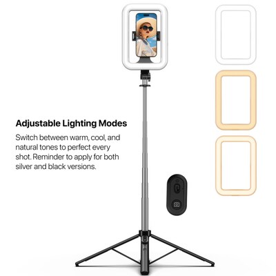 MyBat Pro Spotlight Tripod Stand with LED Ring Light Adjustable Stainless Steel & Ultimate Portability Silver