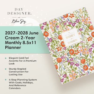 2027 Blue Sky Day Designer 8.5" x 11" Monthly Planner, June Cream (161694)