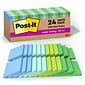 Post-it Recycled Super Sticky Notes, 3" x 3", Oasis Collection, 70 Sheet/Pad, 24 Pads/Pack (65424SSTCP)