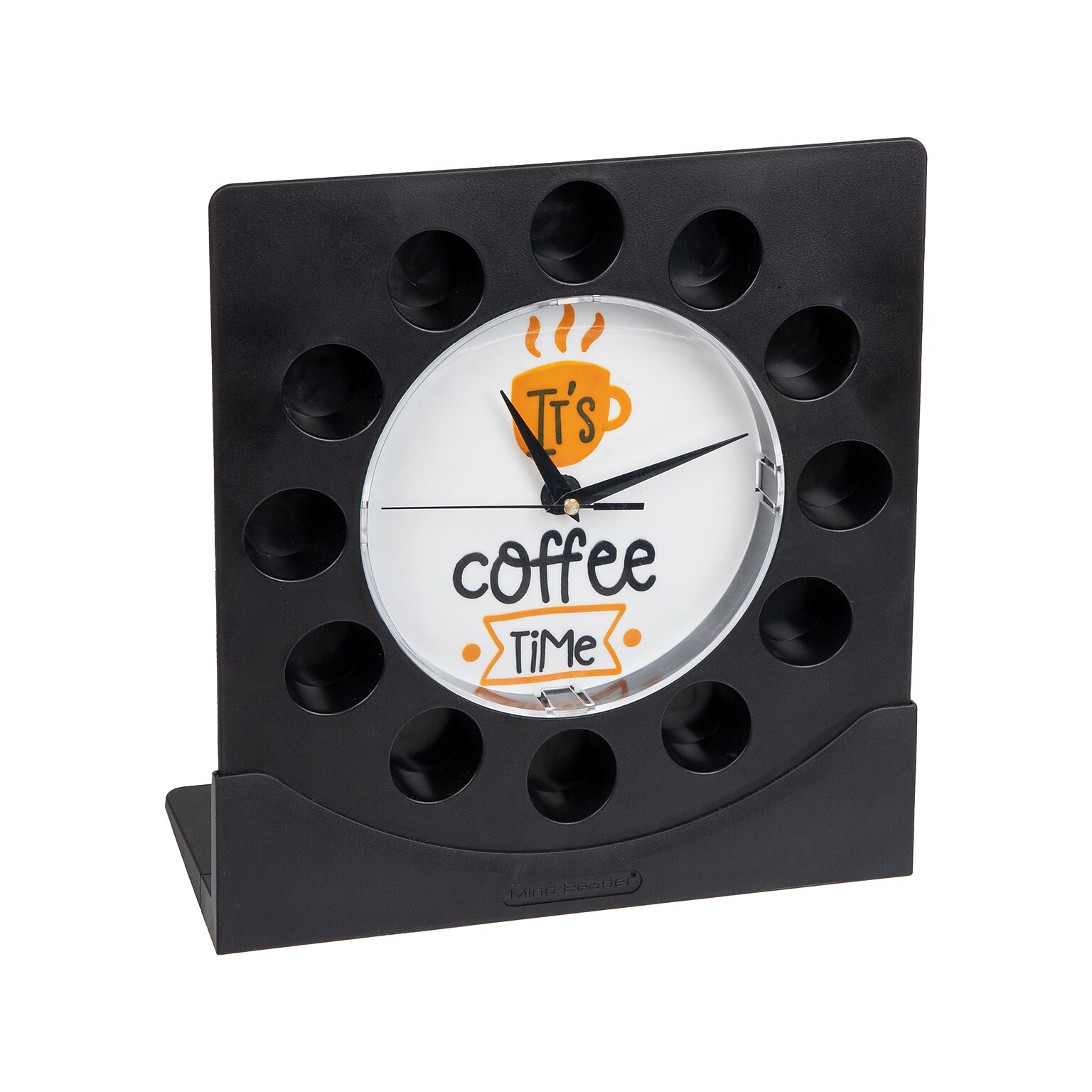 Mind Reader Anchor Collection 12-Compartment Plastic Coffee Clock Pod Organizer, Black/White (PODCLOCK-BLK)