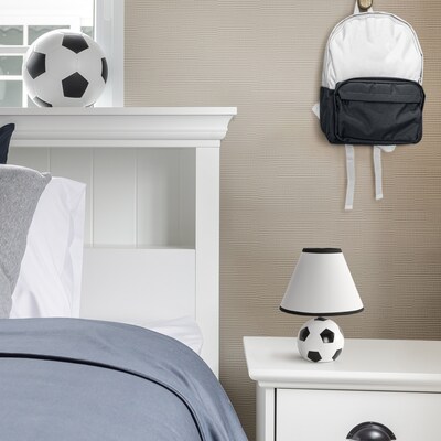 Simple Designs SportsLite 11.5" Tall Athletic Sports Soccer Ball Base Ceramic Bedside Table Desk Lamp (LT1079-SCR)