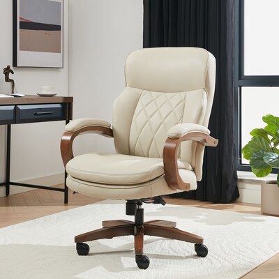 La-Z-Boy Colston Ergonomic Vegan Leather Swivel Executive Chair, Cream (60120-CRM)