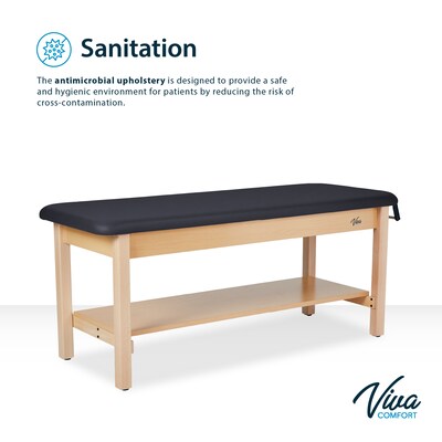 Aristo Wood H-Brace Physician Exam Table with Shelf, Cabinet, Paper Cutter, and Holder, 500lbs. Capacity, Black