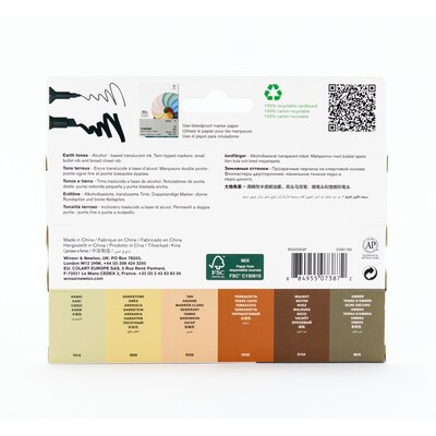 Winsor & Newton Promarker Dual-Tip Alcohol Based Marker, Earth Tones, 6/Pack (WNX0290160)