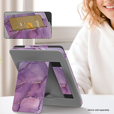 SaharaCase Indy Series TPU 7" Marble Hand Strap Folio Case for Amazon Kindle Paperwhite & Colorsoft, Purple (TB00439)