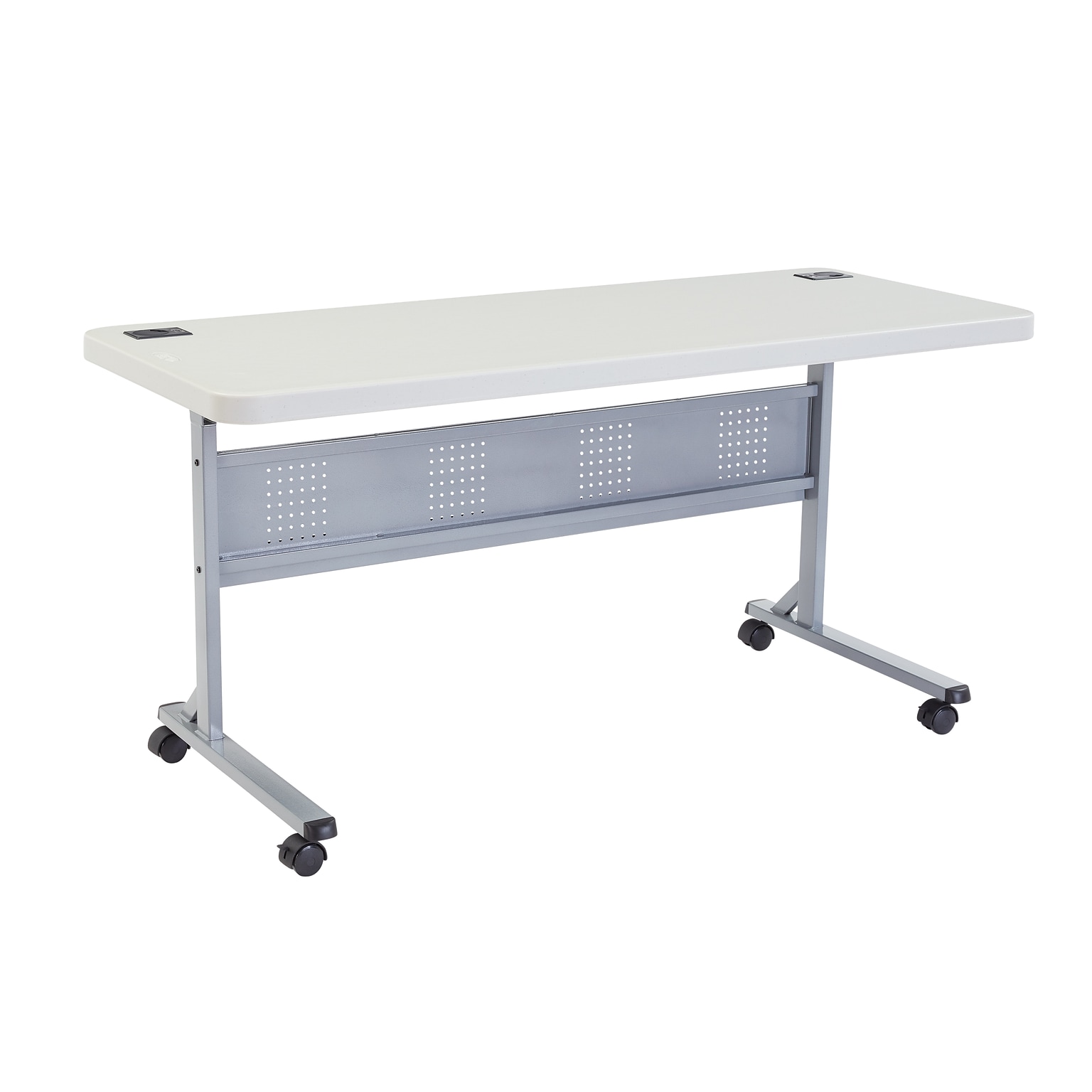 National Public Seating BPFT Series Foldable Rectangular Training Table, 24W x 60D, Plastic, Speckled Grey (BPFT2460)