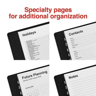 2025 Staples 5" x 8" Daily Appointment Book, Black (ST58452-25)