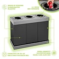 Alpine Industries 3-Compartment Commercial Indoor Trash Can and Recycling Bin, 84 Gallon, Black (471