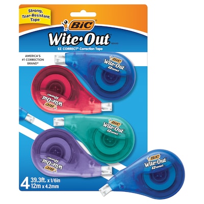 BIC Wite-Out Shake 'N Squeeze Correction Pen, 8 ml, Pack Of 4