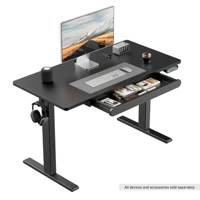 Huanuo 48"W Electric Rectangular Adjustable Standing Desk with Storage Drawer, Black (HNESD77B)