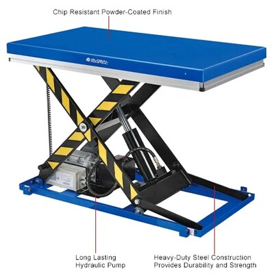 Global Industrial Power Scissor Lift Table, Hand & Foot Control, 48" x 36", 2200 Lb. Capacity (989034)
