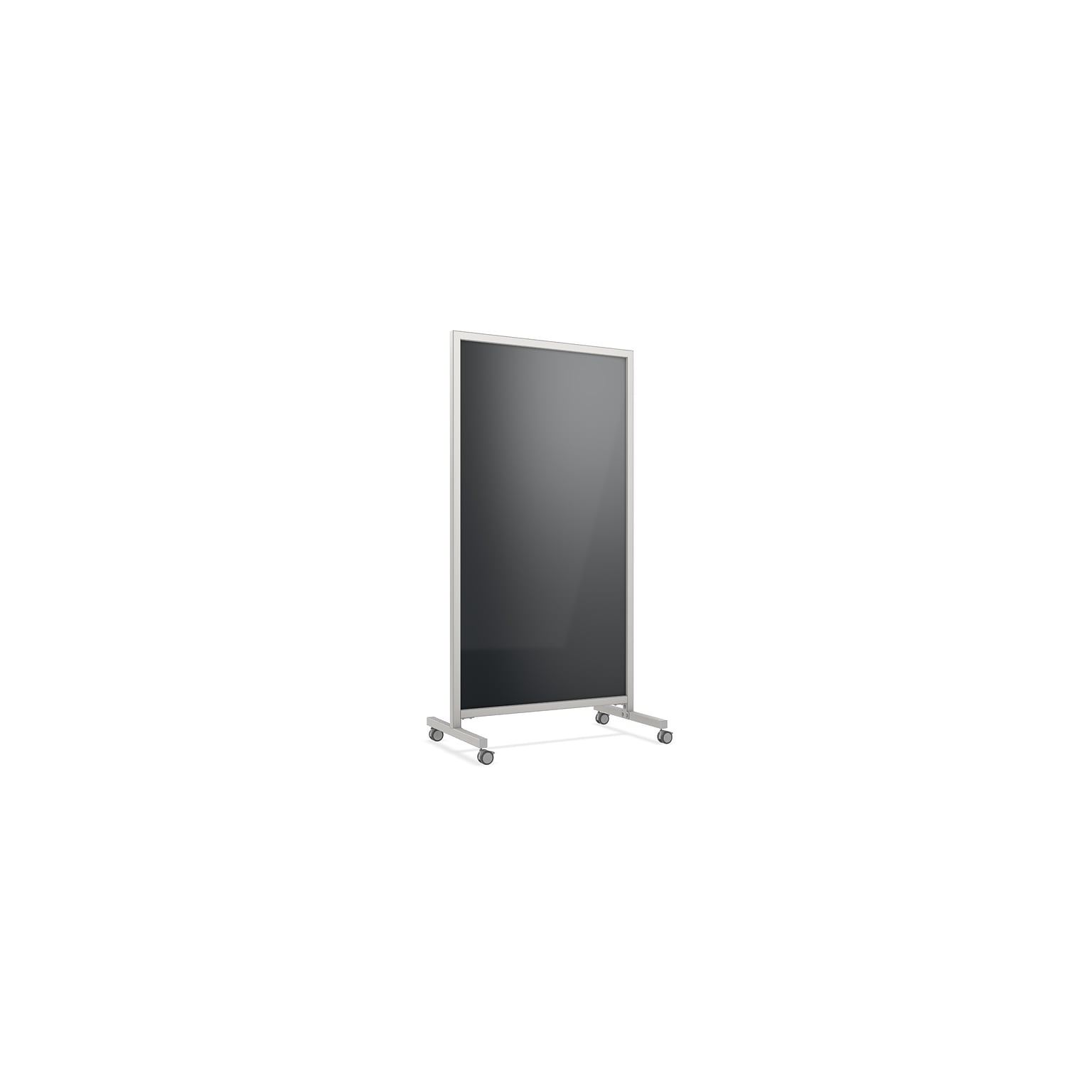 Ghent EZ Magnetic Glass Mobile Dry-Erase Whiteboard, Aluminum Frame, 75H x 38W (EZ1MA7538BK)
