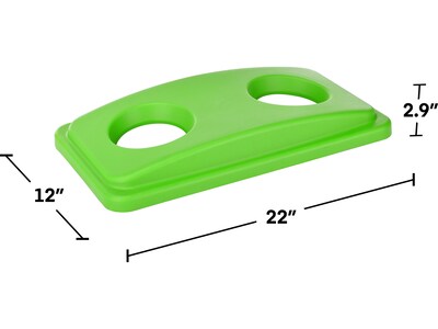 Alpine Industries Polypropylene Recycling Bin with Lid and Dolly, 23 Gallon, Lime Green (ALP477-LGRN3-PKD)