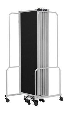 National Public Seating Robo Series 9-Panel Folding Mobile Room Divider, 72"H x 210"W, Black Fabric (RDG6-9PT10)