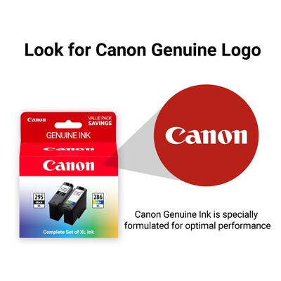 Canon PG-295XL/CL-286XL Black/Tri-Color High Yield Ink Cartridges, 2/Pack (7164C004)