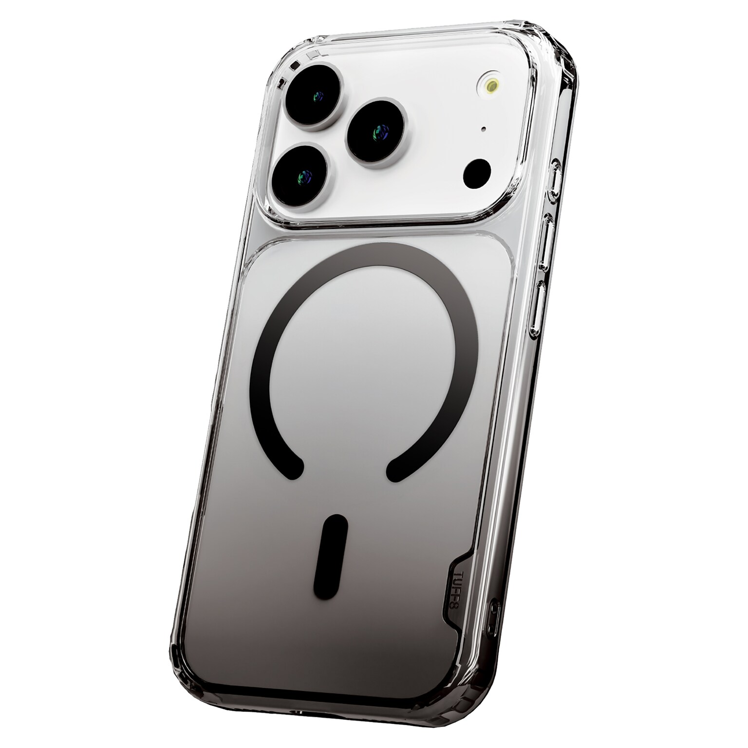 TUFF8 Gradient MagSafe Phone Case for iPhone 18 Pro, Shock Absorbing, Clear/Black (T8MG-IP1803)