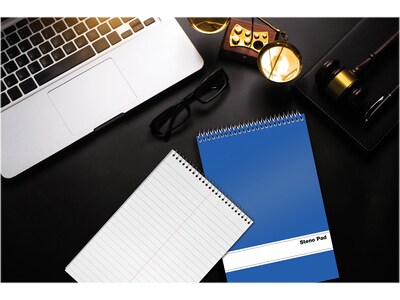 Better Office Steno Pad, 6" x 9", Gregg Ruled, Assorted Colors, 80 Sheets/Pad, 12 Pads/Pack (25812-12PK)
