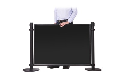 Queue Solutions 34" x 4’ PVC Stanchion Post Panel Kit, Black (PNL4834B-BS-4COL)
