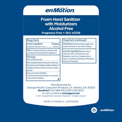 enMotion Gen2 Moisturizing Foaming Hand Sanitizer Dispenser Refill, 1000 mL, 2/Pack (42338)