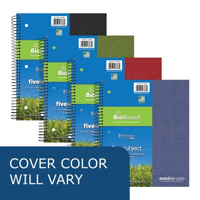 Roaring Spring Environotes 5-Subject Notebooks, 9" x 11", College Ruled, 160 Sheets, Assorted Colors, 12/Carton
