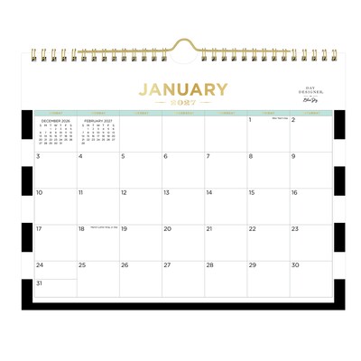 2027 Blue Sky Day Designer 22 x 17 Monthly Desk Calendar, Black/White (163811)