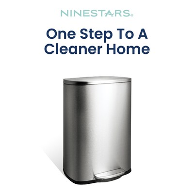 NineStars Stainless Steel Indoor Step-On Trash Can, 13.2 Gallons, Silver (SOT-50-8)