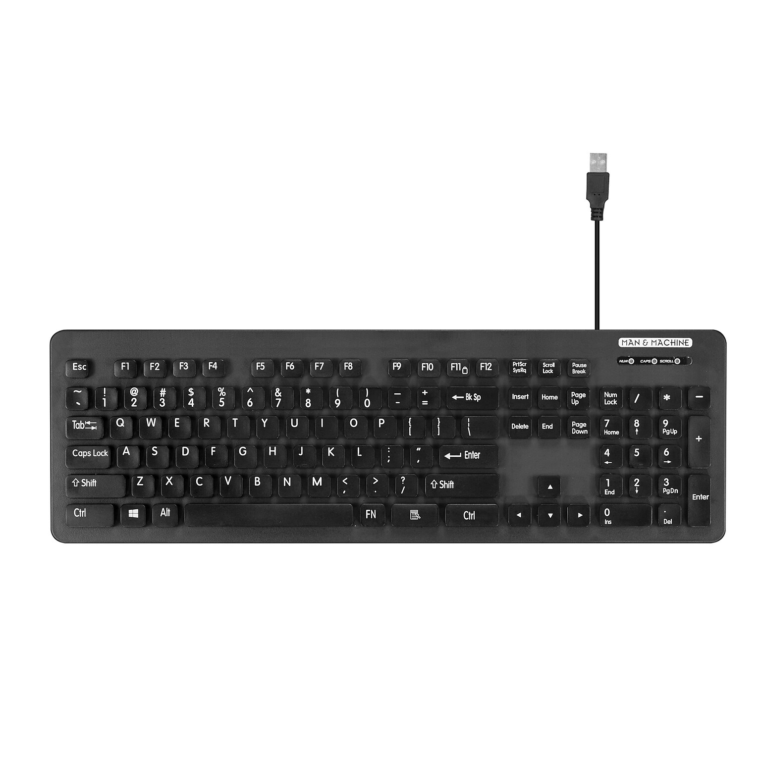Man & Machine L Cool Wired Ergonomic Washable Keyboard, Black (LCOOL/B7)
