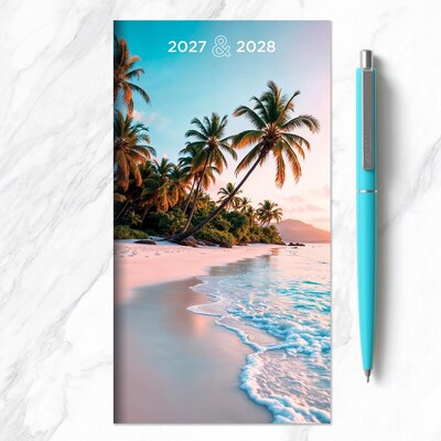 2027 TF Publishing Beaches 3.5" x 6.5"  Monthly Standard Planner, Paperboard Cover, Multicolored (27-7000)