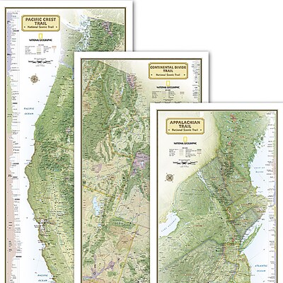 National Geographic Triple Crown of Hiking Map, In Gift Box, 18 x 48" (NGMRE01021207X)