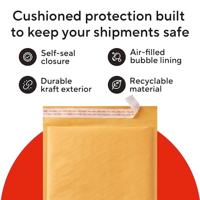 Quill Brand® 6.75 x 9 Self-Seal Bubble Mailer, #0, 25/Carton (ST56645B)