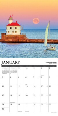 2027 Willow Creek Lighthouses of the Great Lakes 12" x 12" Monthly Wall Calendar, Assorted Colors (61046)