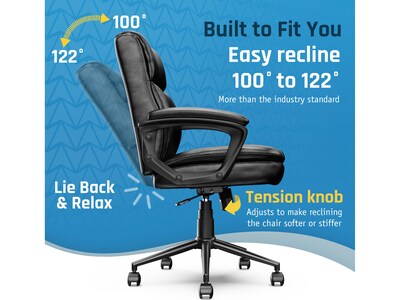 Click365 Transform 2.0 Ergonomic Bonded Leather Swivel Desk Chair, Black (CCHR10007B)