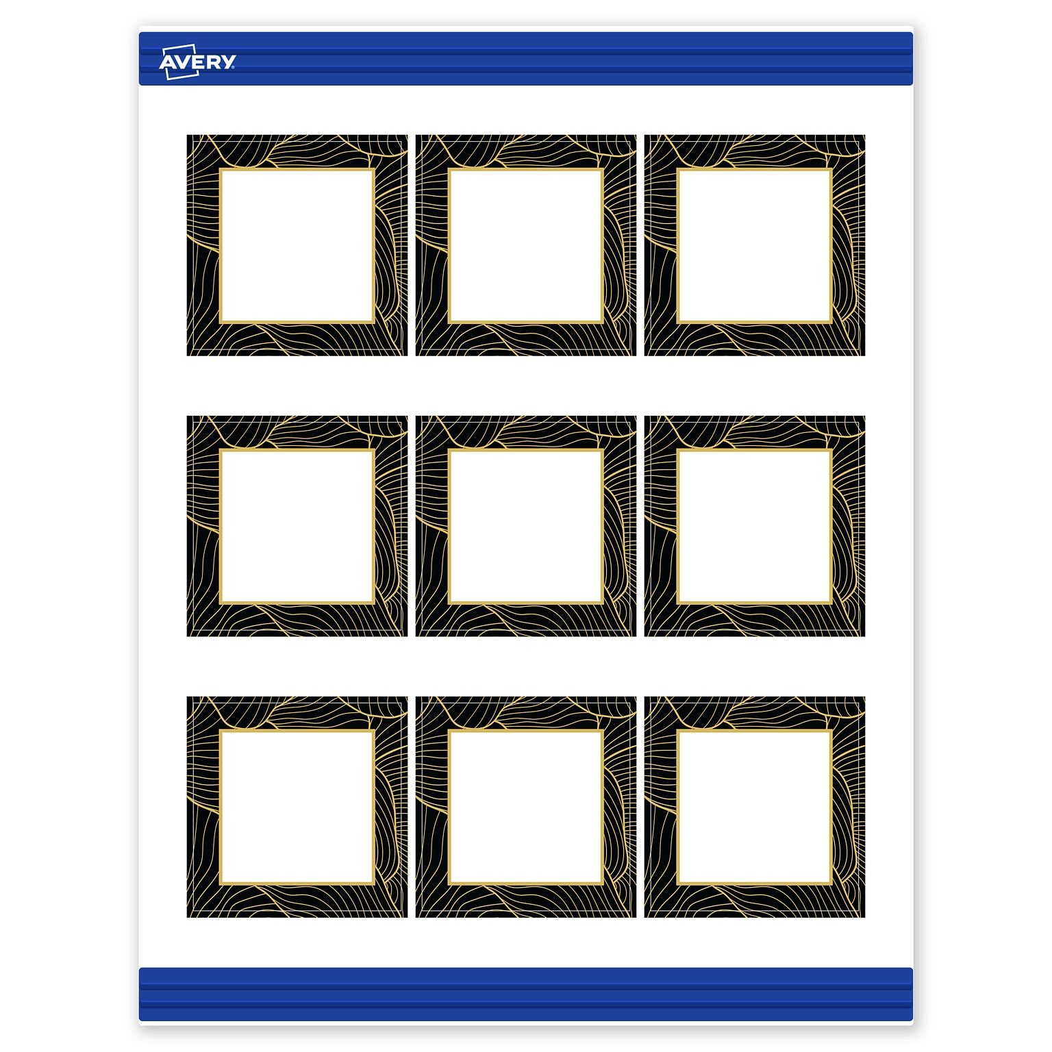 Avery Black with Gold Pattern Matte Blank Card, White, 90/Pack (S00-ETR)