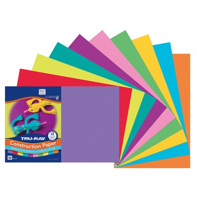Tru-Ray 12" x 18" Construction Paper, Vibrant Colors, 50 Sheets/Pack, 3 Packs (PAC102941-3)