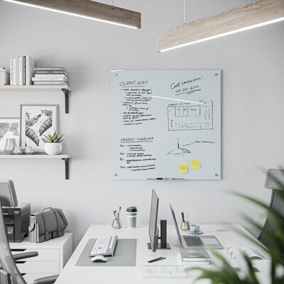 U Brands Glass Dry-Erase Whiteboard, 3' x 3' (2795U00-01)