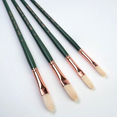 Silver Brush Natural Hog Bristle, Grand Prix Long Filberts Brushes, 4/Pack (SLVGP1063)