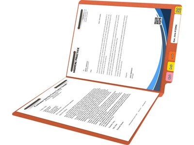Medical Arts Press Reinforced End Tab File Folder, Straight Cut, Letter-Size, Orange, 50/Box (S-01502-ORG)