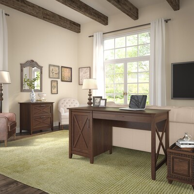 Bush Furniture Key West 54"W Computer Desk with Storage and 2 Drawer Lateral File Cabinet, Bing Cherry (KWS008BC)