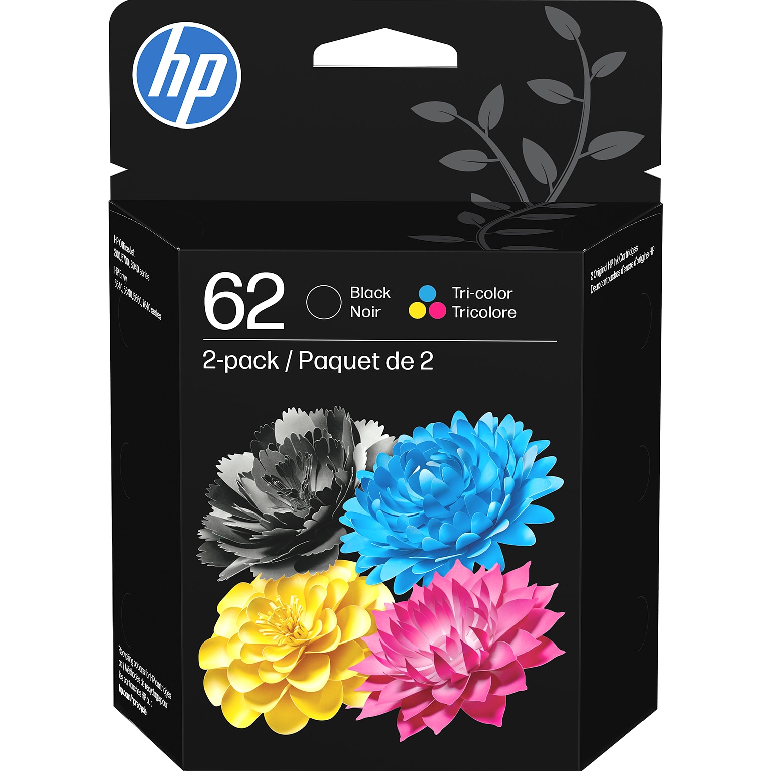 HP 62 Black/Tri-Color Standard Yield Ink Cartridge, 2/Pack (N9H64FN#140)