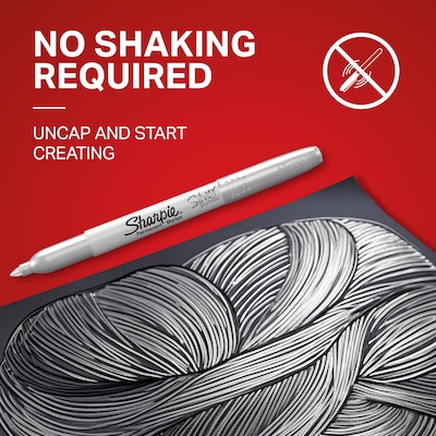 Sharpie Metallic Permanent Marker, Fine Tip, Gray/Silver, 4/Pack (39109)